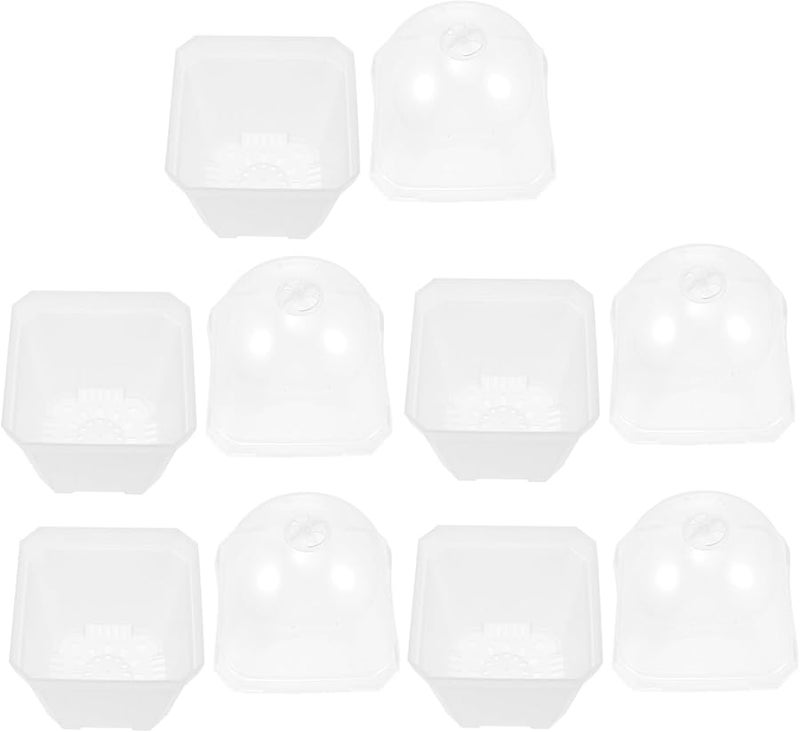 Kichvoe 5pcs Thickened Plastic Plant Germination Pots with Lids Semi Square Flowerpots for Seed Starting - Image 1